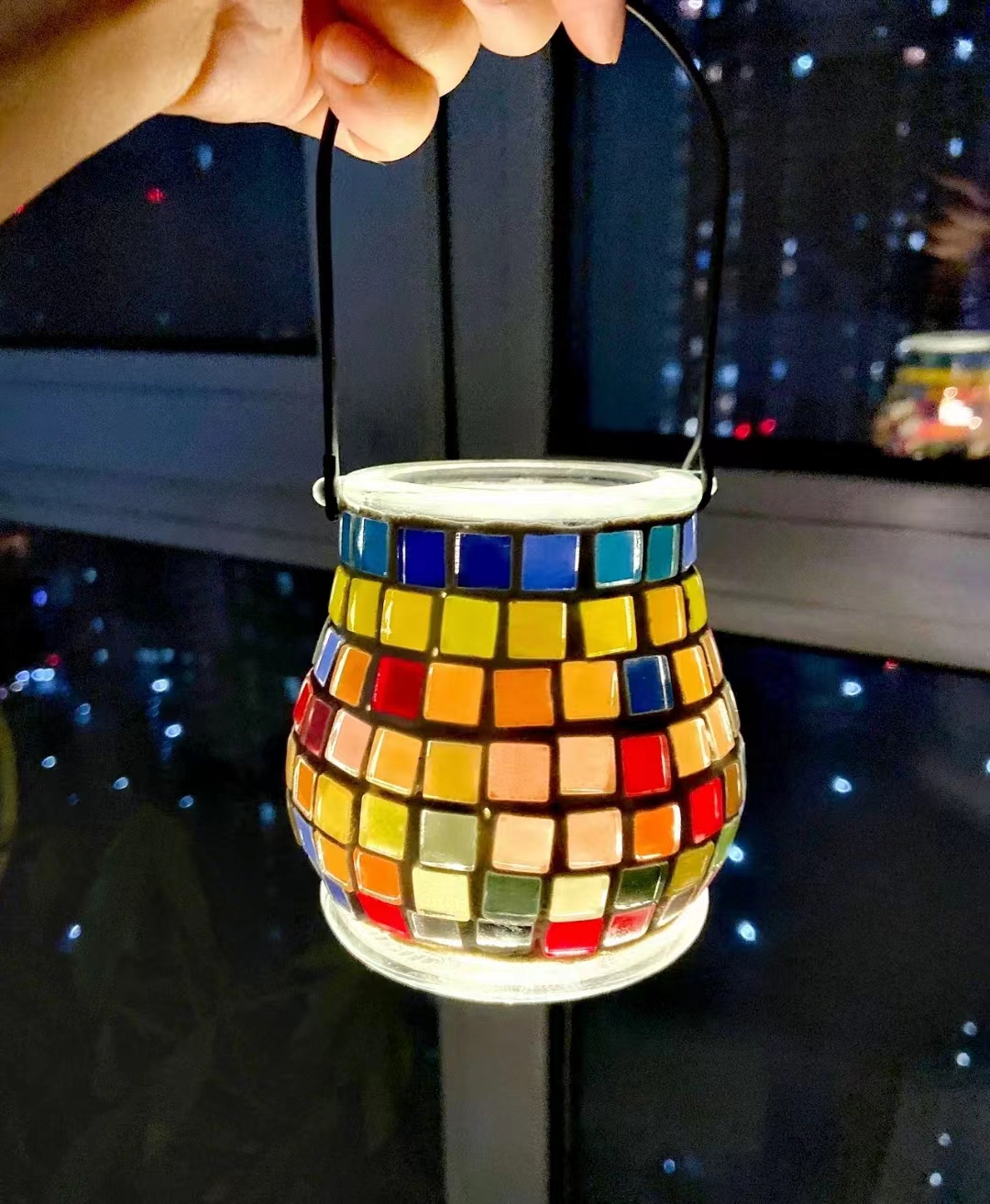 马赛克玻璃提灯diy